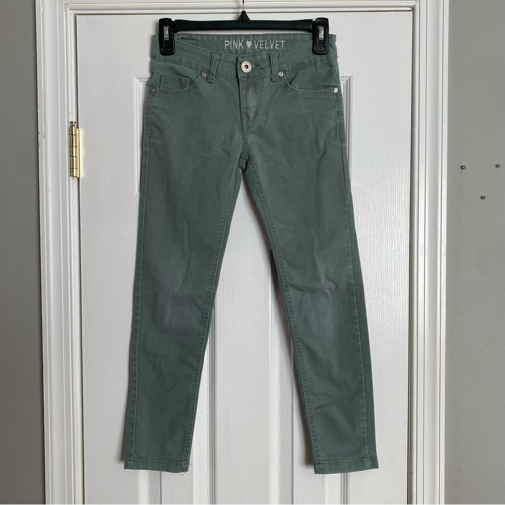 Pink Velvet Green Skinny Jean Pants Size Girls 8 Super Soft